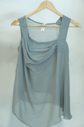 Women’s Elegant Grey Sleeveless Chiffon Top